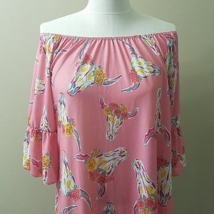 Simply Southern Wild Bull Ruffle Sleeve Dress